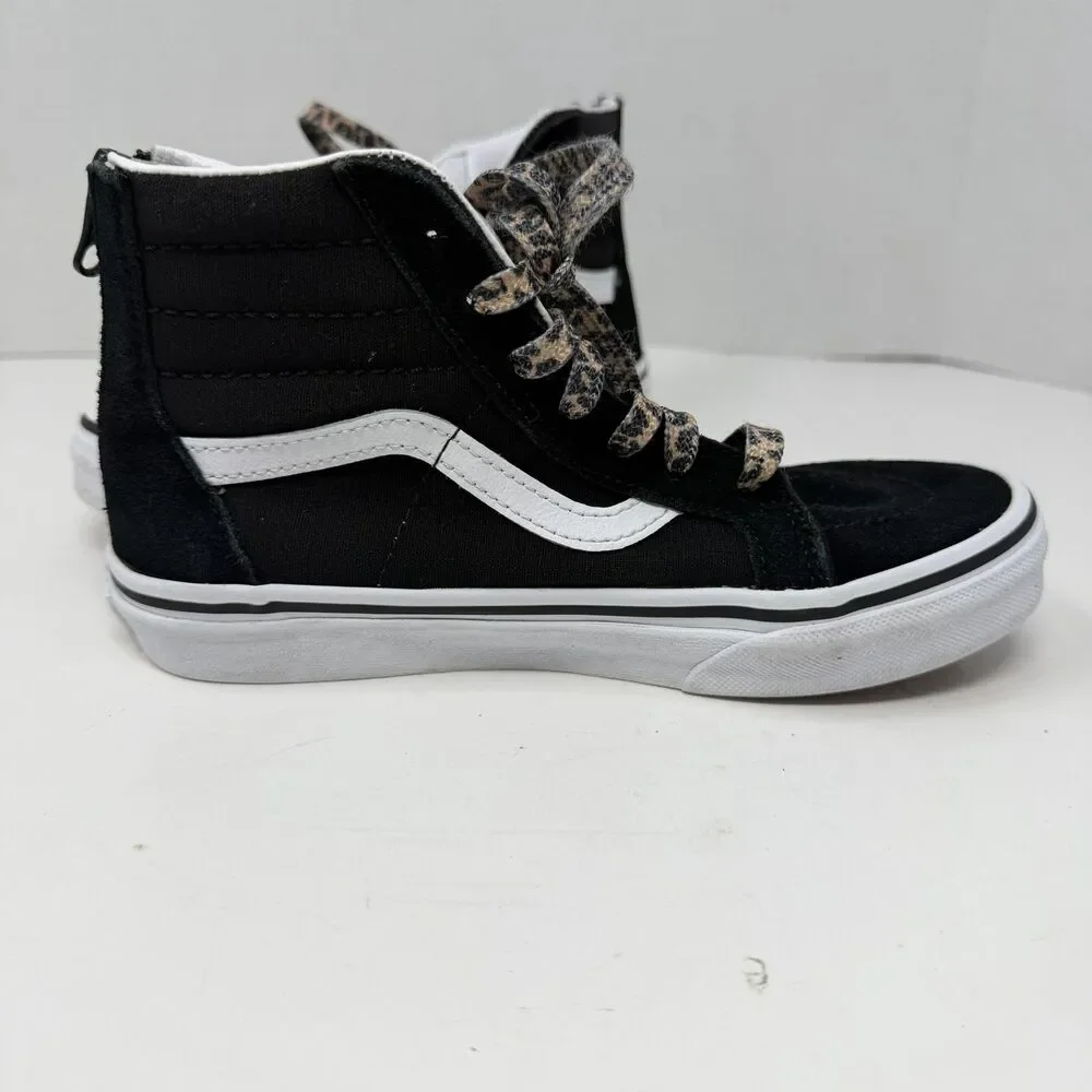 VANS High Top Off The Wall Zip Heel Cheetah Heart Kids Size 2.0 Skate